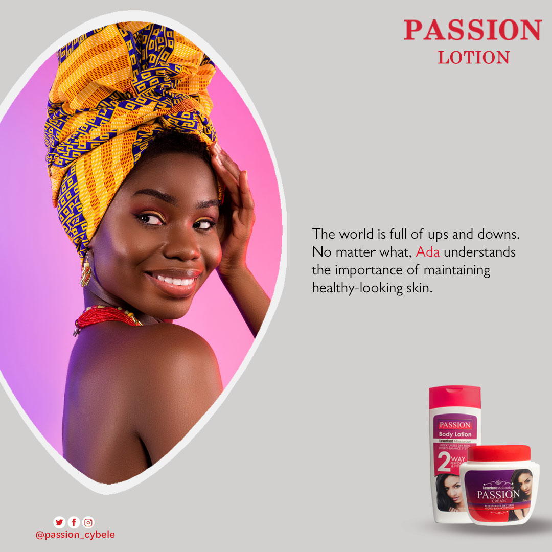 The Passion Lotion and Cream offer two-way luxurious protection that seals in moisture, provides adequate nourishment, and maintains the pH balance of your skin.

#skincareroutine #moisturizer #dryskinproduct
#dryskincare #allskintype #Nigerians #kaduna 
#Lagosisland