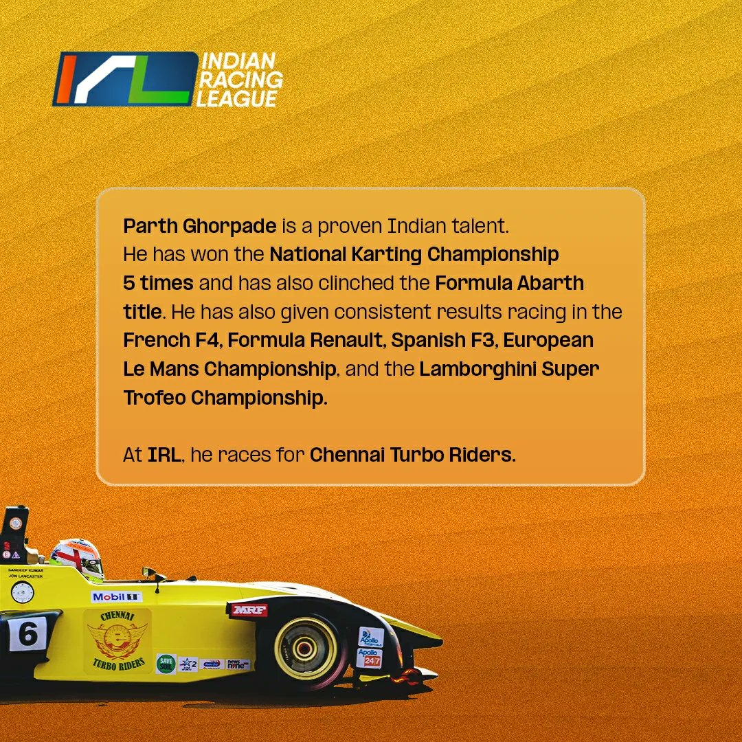 Irlofficial1's tweet photo. Often regarded as the fastest Indian racing driver of the current generation, @ParthGhorpade has really proved his mettle when it comes to his skill!

#GearUpIndia #IndianRacingLeague

#wolfracingcars #driverbio #wolfracing #hyderabadstreetcircuit #racingtrack #racingislife https://t.co/ZlFKC2XQut