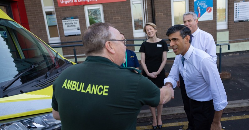 RishiSunak's tweet photo. Cutting waiting times is one of my top five priorities.

We've published a new blueprint to help recover urgent and emergency care services, reduce waiting times, and improve patient experience.

Today, I’ve spoken with healthcare workers on how we'll deliver this plan.