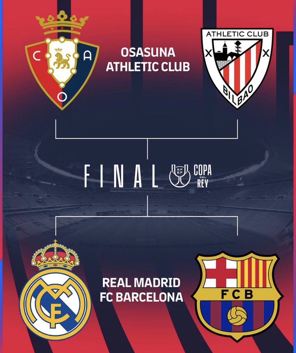 pba_rabat's tweet photo. 🔥 𝗖𝗹𝗮́𝘀𝗶𝗰𝗼 𝗮𝗰𝘁𝗲 𝟯 &amp; 𝟰...

REAL MADRID ⚔️ FC BARCELONE

FC BARCELONE ⚔️ REAL MADRID

Demi-finale de Copa del Rey 👊

#CopaDelRey https://t.co/OiCA1YsoHO