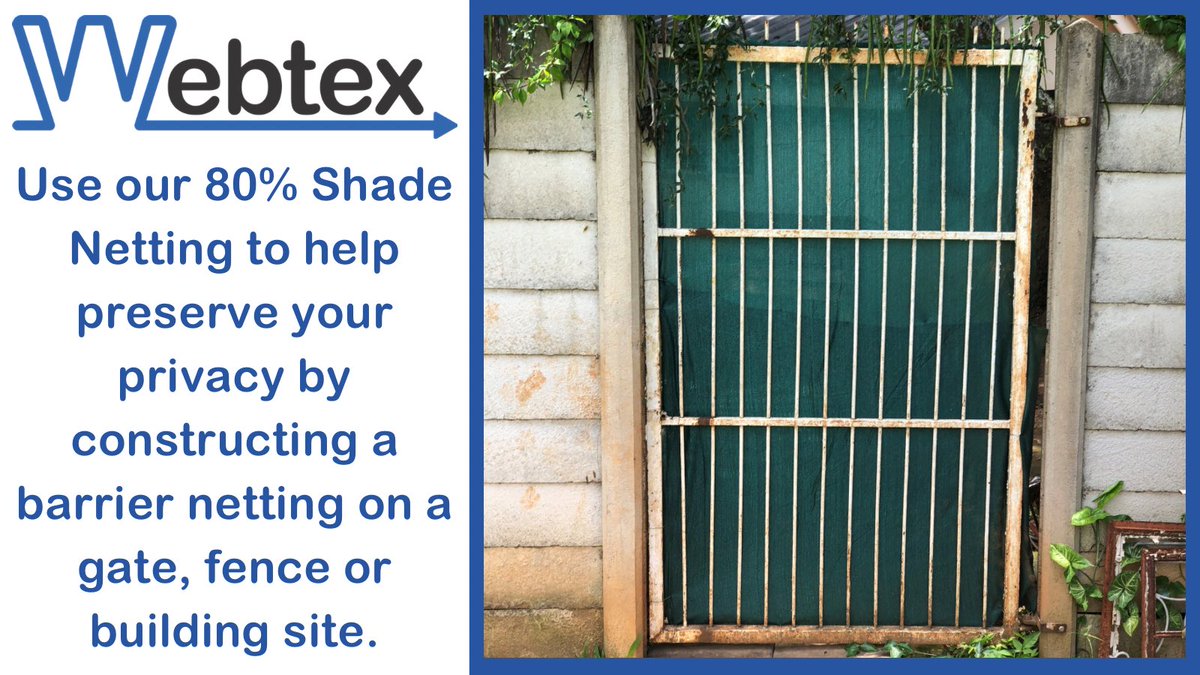 WebtexZw's tweet photo. When a barrier is needed look no further than our 80% Shade Netting✅
#shadenetting #barrier #keepeyesout #multipleapplications #uvstabilised #quality #webtexzw https://t.co/guCqrzYHkW