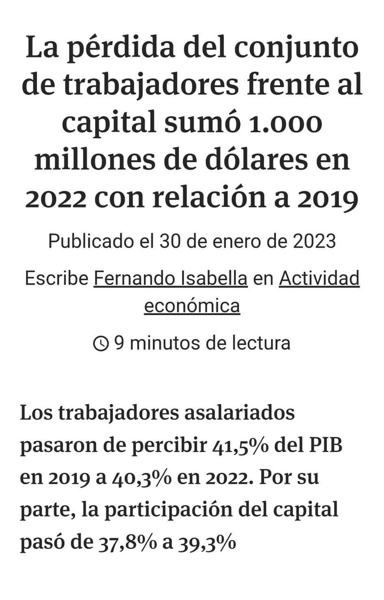 Quién ganó y quién perdió en la ecuación económica general en el 2022. 
Está claro que los trabajadores "perdimos"!!! 🙆🤦😡😡😡