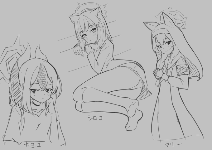 ブルアカ落書き
#ブルアカ #伊落マリー  #砂狼シロコ #鬼方カヨコ 