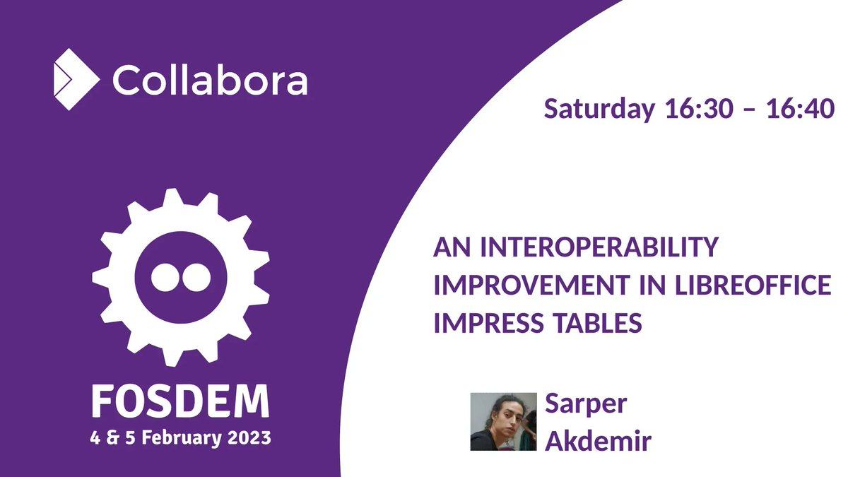 This Saturday, at <a href="/fosdem/">FOSDEM @fosdem@fosstodon.org</a> don't miss <a href="/quwex_/">sarper</a>'s talk about an #interoperability issue at the <a href="/LibreOffice/">LibreOffice</a> Technology devroom and hear how bug tracking can take one deep down the rabbit hole. 🐜 

Sa. 4.2., 16:30 🕟 fosdem.org/2023/schedule/… 

#fosdem #LOtech #LibreOffice