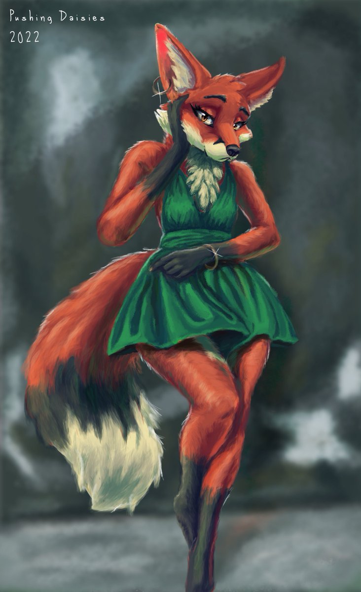 DaisyAnthro's tweet photo. Painting of my foxgirl OC I finished late last year but never got around to posting. She loves giving that kind of look. https://t.co/PEbeCbUNO7
