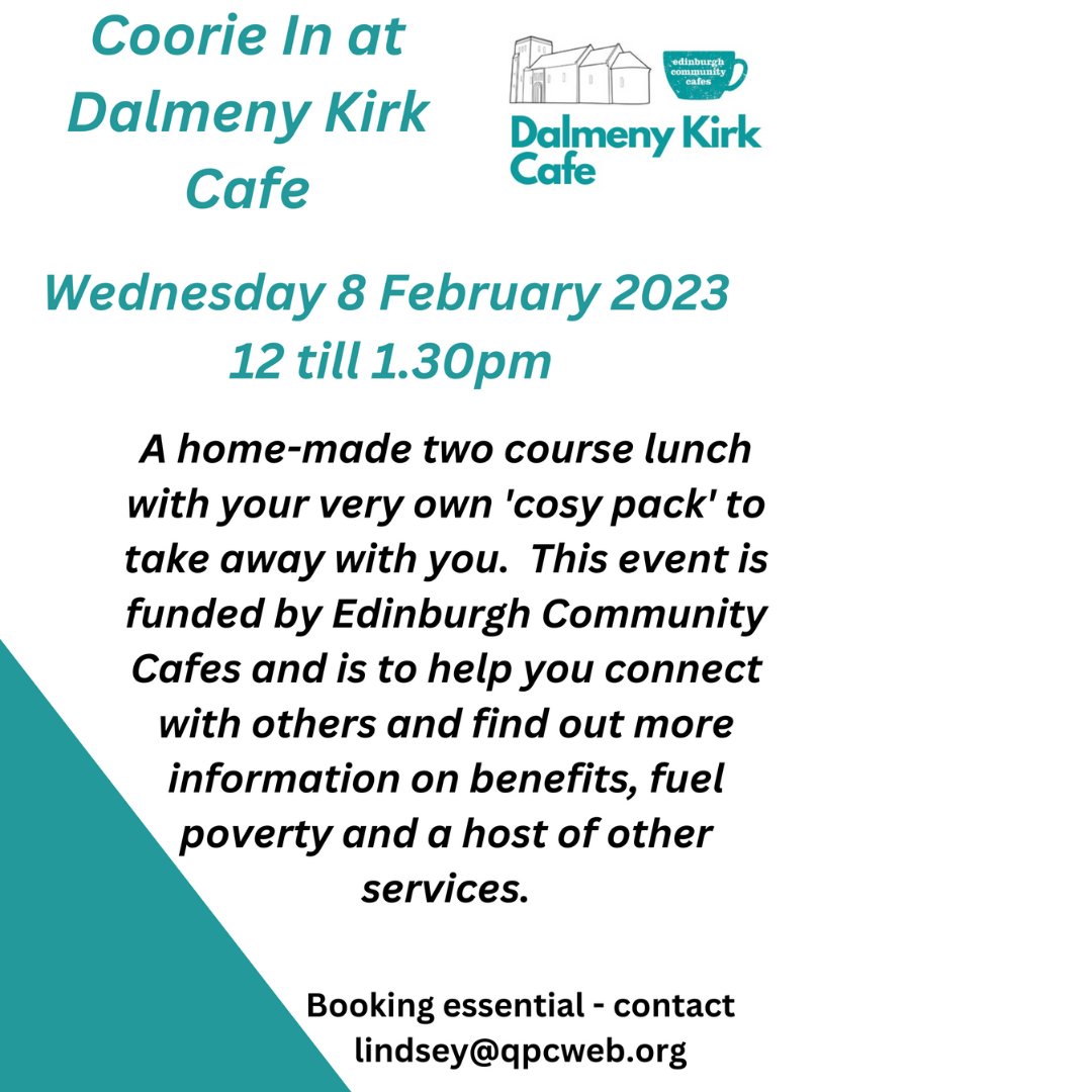 QueensferryCare's tweet image. A wee reminder for the Coorie In at Dalmeny Kirk Cafe Wednesday 8th Feb 2023

#thingstodo #communityactivity #endloneliness #endisolation #stayconnected #cooriein #dalmenykirkcafe