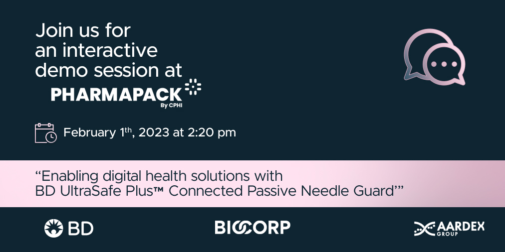 BIOCORP, @BDandCo and @AardexGroup are partnering to integrate the BD UltraSafe Plus™ connected Passive Needle Guard equipped with Biocorp’s Injay® technology with Aardex MEMS® Mobile app and MEMS® AS medication adherence monitoring solutions for clinical trials
> @PharmapackEu