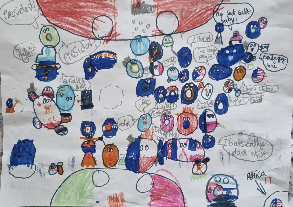 lcashy's tweet photo. Matthew's interpretation of the USA. I love his drawings. They cheer me up. He really needs to work on a less 'judgy' approach.
#autism #literalthinker #PDA #whatyouseeiswhatyouget https://t.co/rzjlkzGtbe