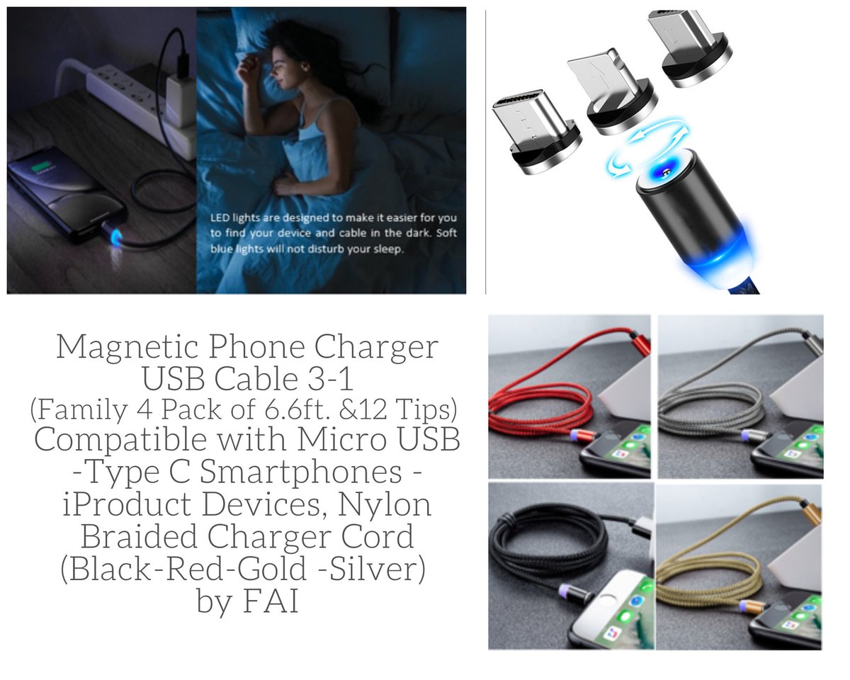 LED lights are designed to make it easier for you to find your device and cable in the dark. Soft blue lights will not disturb your sleep.
#3in1 #magnetic #phone #charger #microUSB #typeC #iProducts Get yours now! Click the link below.
amazon.com/dp/B08F2MTBXP/…