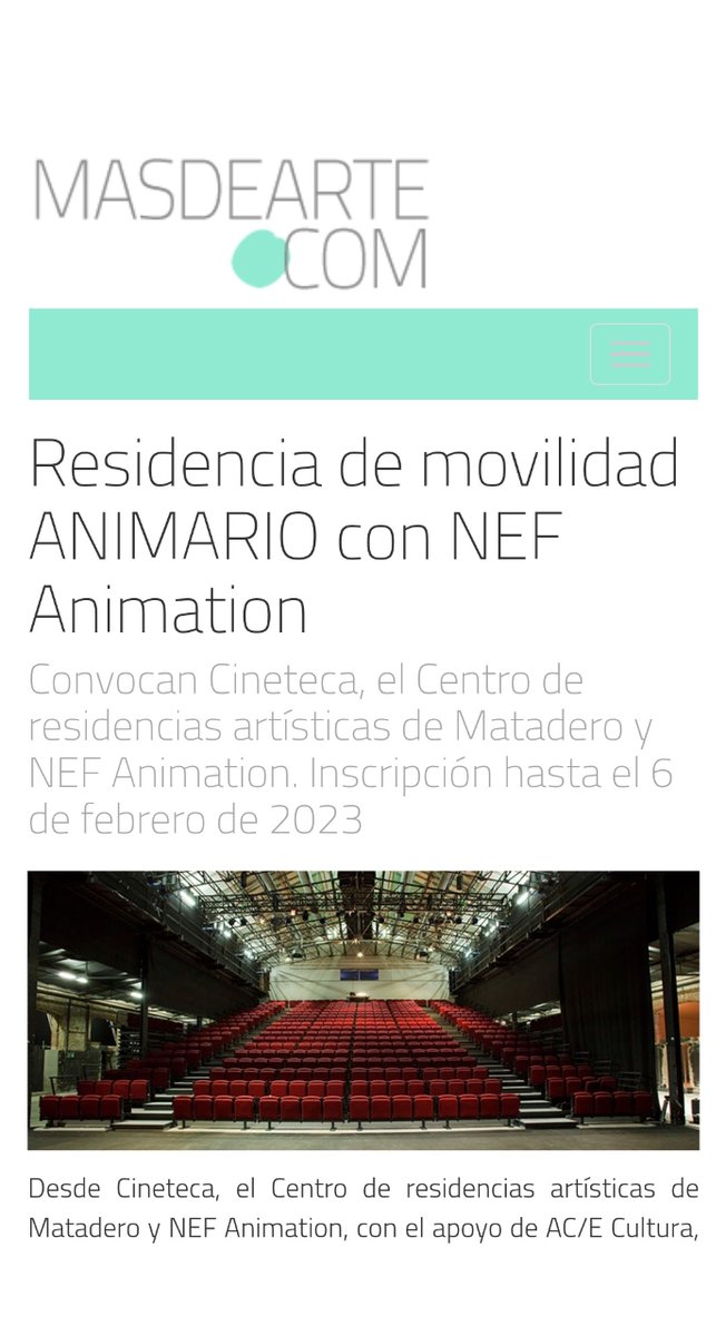 CinetecaMadrid's tweet photo. 📰Creadores(as) de cine de animación residentes en España, #CinetecaMadrid y el #Centroresidenciasartísticas de @mataderomadrid junto a #NEFAnimation convocan a la residencia de movilidad #ANIMARIO en la Abadía de Fontevraud. Más, vía @masdearte ↳https://t.co/wz61h65JbC

#06FEB https://t.co/hAfpWCw3wO