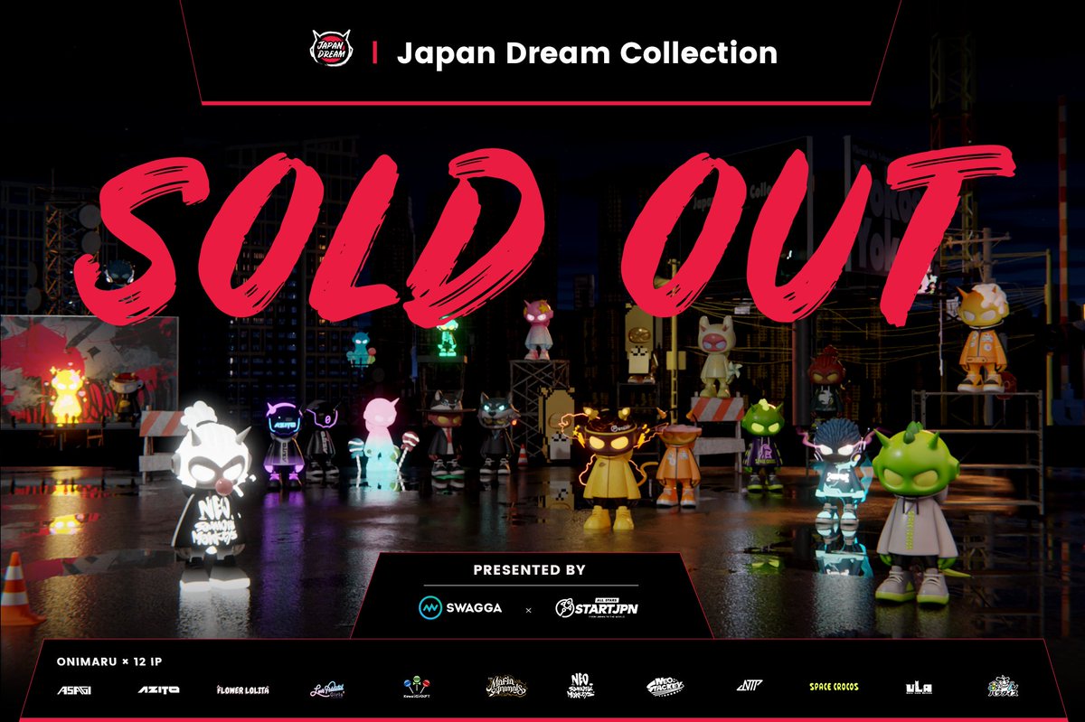 SWAGGA_Meta's tweet photo. 🚀#SWAGGA × #STARTJPN🚀
🚀Japan Dream Collection🚀

📝1200 Pieces
🎉SOLD OUT in a second in Flash Sale!!!🎉

Great thanks to the amazing 12 partners and communities!!!

😈Vibrant Life Yōkoso!🤩 https://t.co/D6U3geP9qo