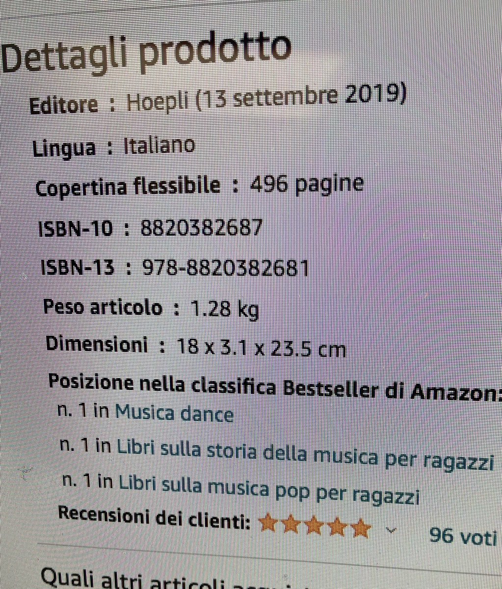 AndreaAngeliBuf's tweet photo. Anche oggi siamo in pole position con #LASTORIADELLADISCOMUSIC nella #classificaAmazon #LIBRI categorie #Dance #Elettronica #LibrisullaStoriadellaMusica ecc… 🙏💪🎶#
@GiovSavastano @Hoepli_1870 https://t.co/DwlQGkmJej