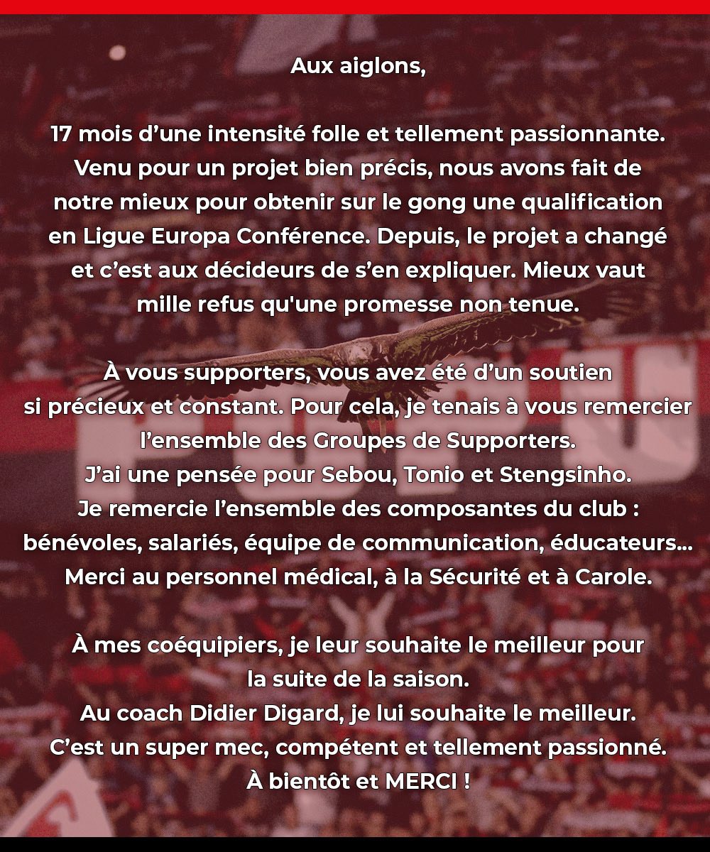 MERCI Merci aux intendants du club, aussi. ❤️🖤 🦅