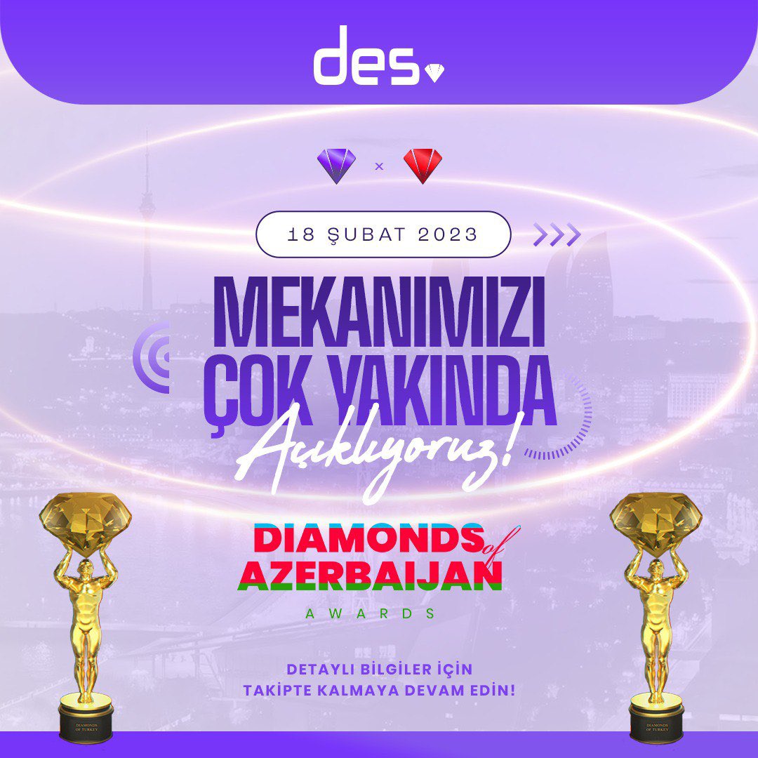 desorg_'s tweet photo. Geri sayım başladı! 💎
18 Şubat 2023 Tarihinde, Diamonds Of Azerbaijan Awards 3 Projemizle Sizlerleyiz! 🇹🇷🇦🇿 https://t.co/kmTEadYgbJ