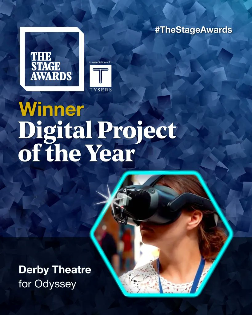 Congratulations to @derbytheatre for The Odyssey!

Winner of Digital Project of the Year at #TheStageAwards in association with @TysersEnt