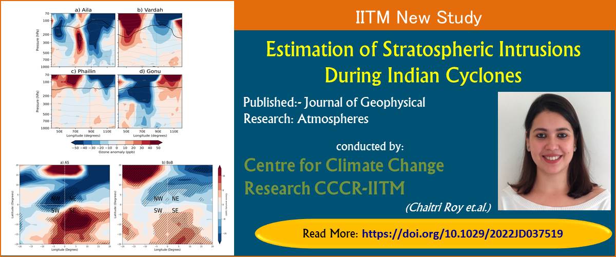 iitmpune's tweet photo. IITM New Study: Estimation of Stratospheric Intrusions During Indian Cyclones
Pub: #JGR :Atmospheres,2023
by CCCR-IITM  
Study estimates increase in amount of O3 in upper half of lower atmosphere (upper troposphere) during the North #IndianOcean cyclones. 
https://t.co/5PrCNQifVC https://t.co/TQg1xLEqOe