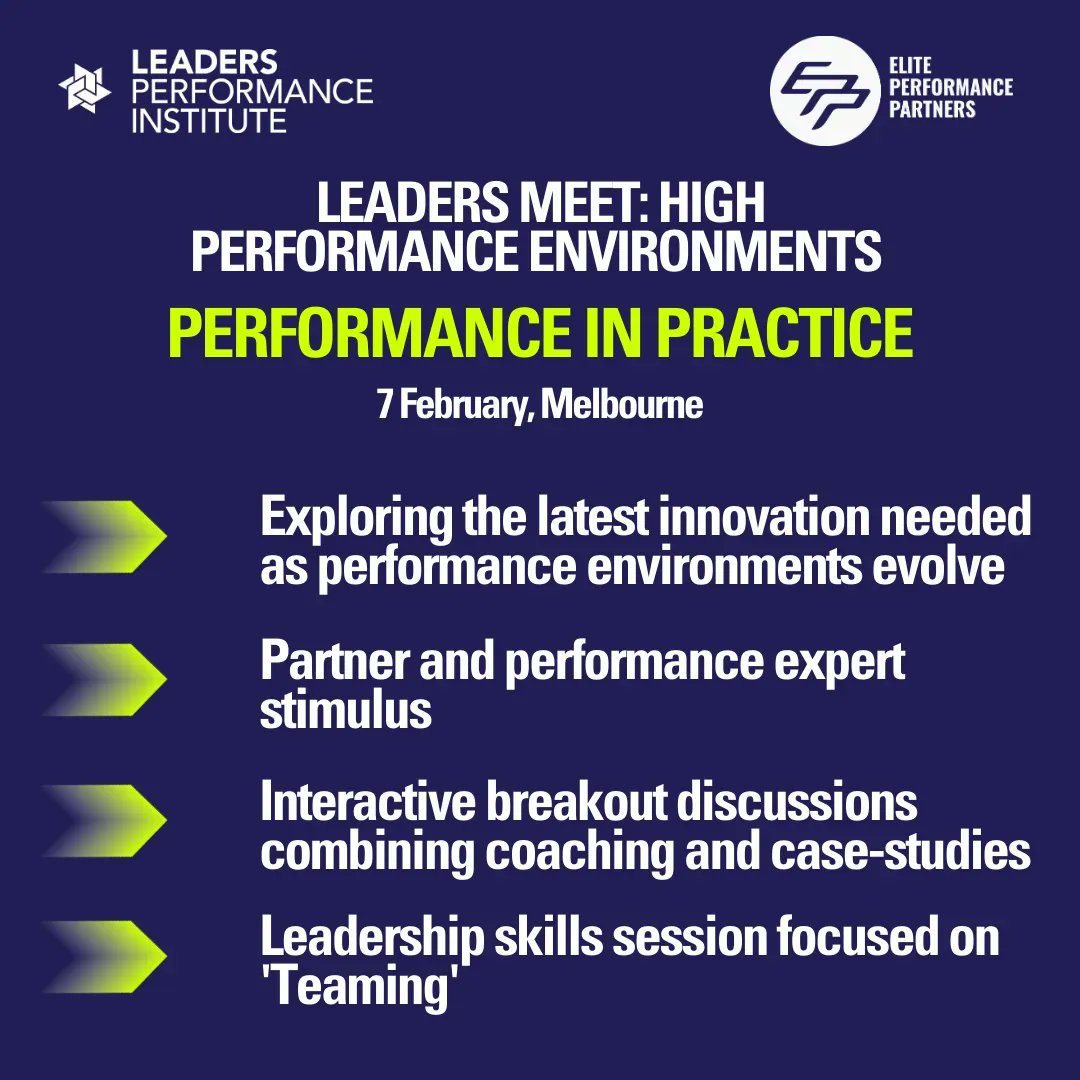 Next week at the Leaders Meet in Melbourne, Anna Edwards and Dave Slemen will be delivering a Performance in Practice half day workshop centred around 'Teaming'. We can't wait!