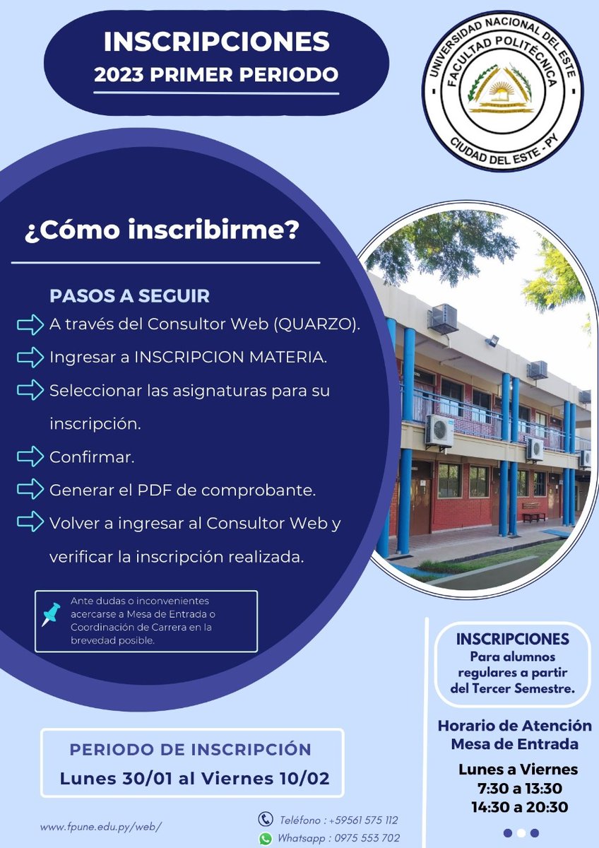 fpune's tweet photo. Proceso de inscripción para alumnos según su semestre. https://t.co/6MTAWnyp0H