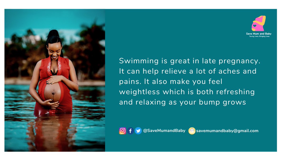 SaveMumandBaby's tweet photo. Swimming is a safe, low-impact way to exercise throughout all three trimesters of your pregnancy. In addition to working your arm and leg muscles, swimming while pregnant can help alleviate round ligament pain and counteract back strain. #swimming #pregnancytips #EveryWomanCounts https://t.co/Qon3Bo6KYF