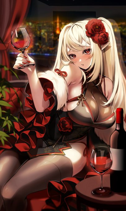 ノム様(@29_Nom)にSkebで依頼させていただいたうちの子
🍷片手にいつもとちょっと違った感じのアダルトな雰囲気が新鮮でイイ…!
上気した表情やセクシーな仕草も素晴らしい!
この度はありがとうございました🙏 