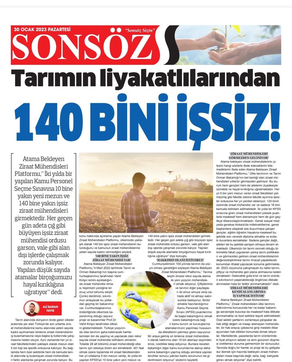 Tarım hayat demek,Tarım emek demek,Tarım ekonomi demek,Tarım gelecek demek fakat ülkemizde tarımın sürdürülebilmesi için ziraat mühendislerimize yeterli sayıda kadro verilmiyor. Yaklaşık 140 bine yakın işsiz ziraat mühendisimiz var. Bunun hesabını kim verecek?
#Secime15BinZiraat