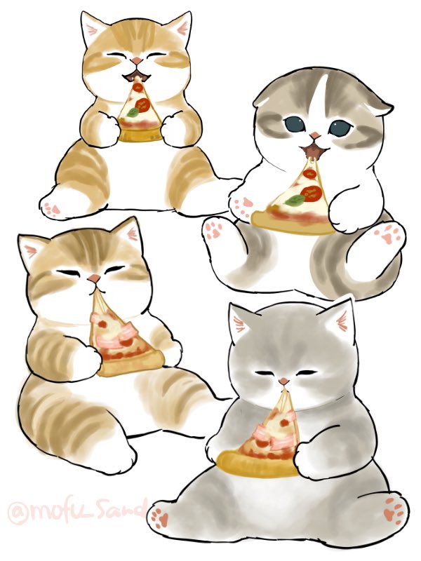 holding food no humans pizza eating cat animal focus  illustration images