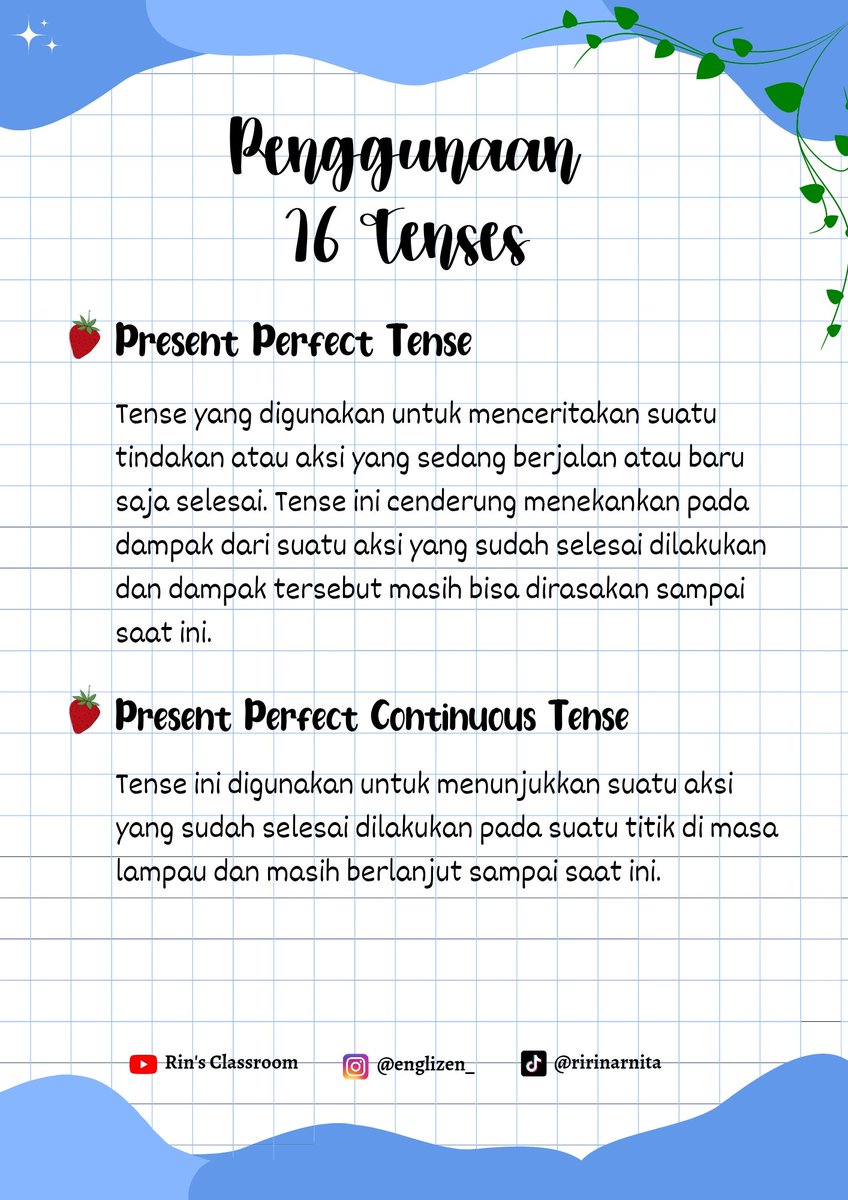 hermionyyye's tweet photo. CATATAN PENTING GRAMMAR UNTUK PEMBELAJAR BAHASA INGGRIS! ✍️✨️

Catatan Penggunaan 16 Tenses dalam bahasa Inggris https://t.co/Gd3X1JKS4z
