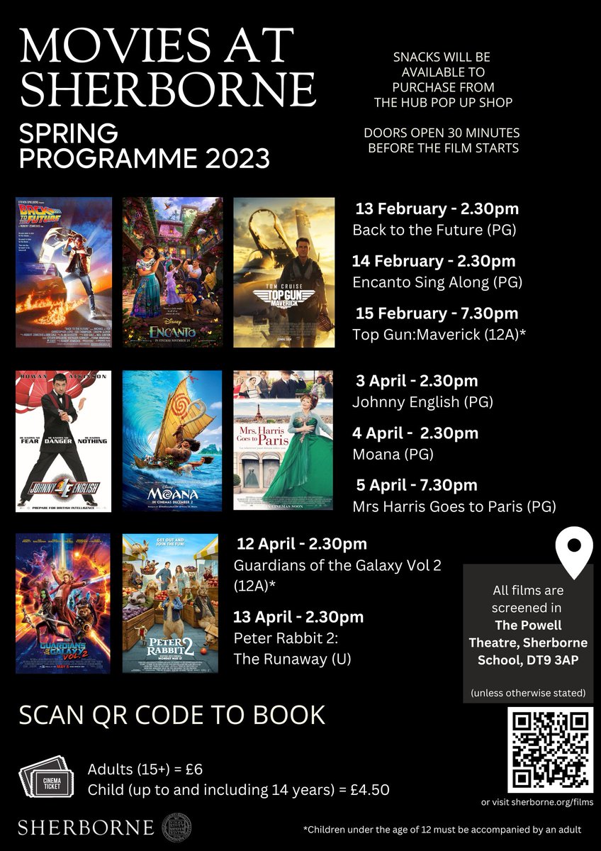 Sherborne Events are excited to be screening films in the Powell Theatre during the February half term. Light refreshments will be available to purchase.

To book tickets, please click on this link - trybooking.com/uk/eventlist/e…...

#sherbornecinema #sherbornefilm