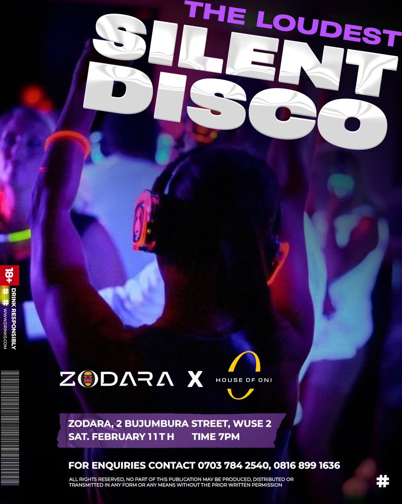 ZodaraNg's tweet photo. The LOUDEST silent disco PARTY is back! Dance to the music of your choice 💃🏼🥳. 

Time: 7pm 
Date: 11th February,2023

Presale: N3k
Group entry: N15k

cc: @houseofoni @silentdiscoafricahoo 

#silentdiscoparty #abujaparties #abuja #zodara #AbujaCommunity https://t.co/d7SiD1FT7m