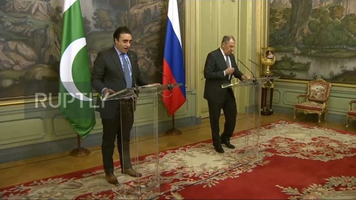 mano_khan9's tweet photo. #Pakistan sees itself as a bridge builder. We want to see cooperation #regionally, #internationally, & even between the great powers – FM @BBhuttoZardari at a joint #press conference in 🇷🇺 https://t.co/50w9XNcNnp