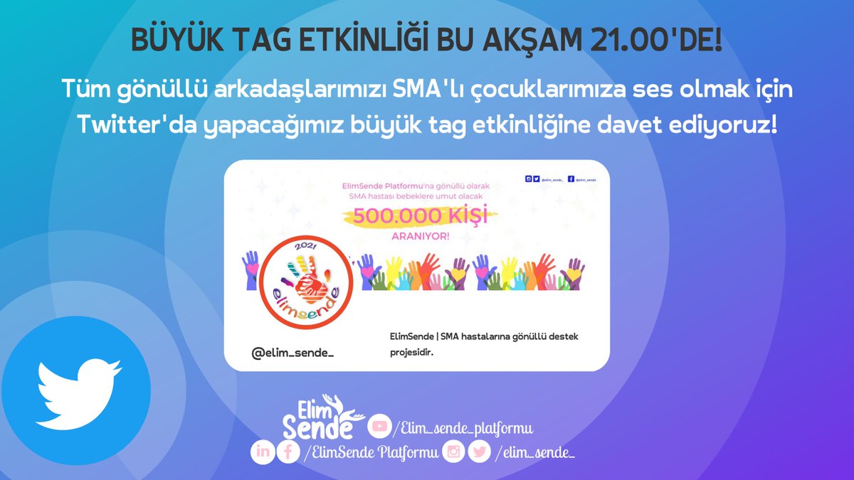 Yarın SMA Bilim Kurulu toplanıyor. Sağlık Bakanı, açıklamasında ikinci ve üçüncü ilaçtan bahsetti. Beklentimizi dile getirmek amacıyla bu akşam 21.00'de bir tag etkinliği planlıyoruz. Beğeni, yorum, RT ve açıklayacağımız TAG ile atacağınız tweetler önemli olacak. #pazartesi