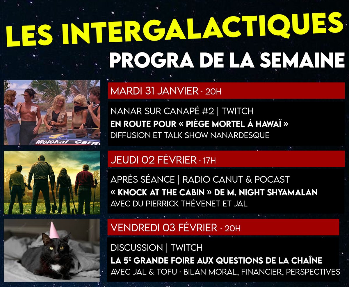 La programmation de la semaine !

Tous les liens qui vont bien :
linktr.ee/Les_Intergalac…