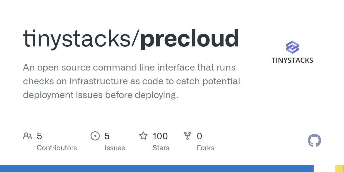 'precloud - Dynamic tests for infrastructure-as-code' by TinyStacks 

buff.ly/3Y35jAk