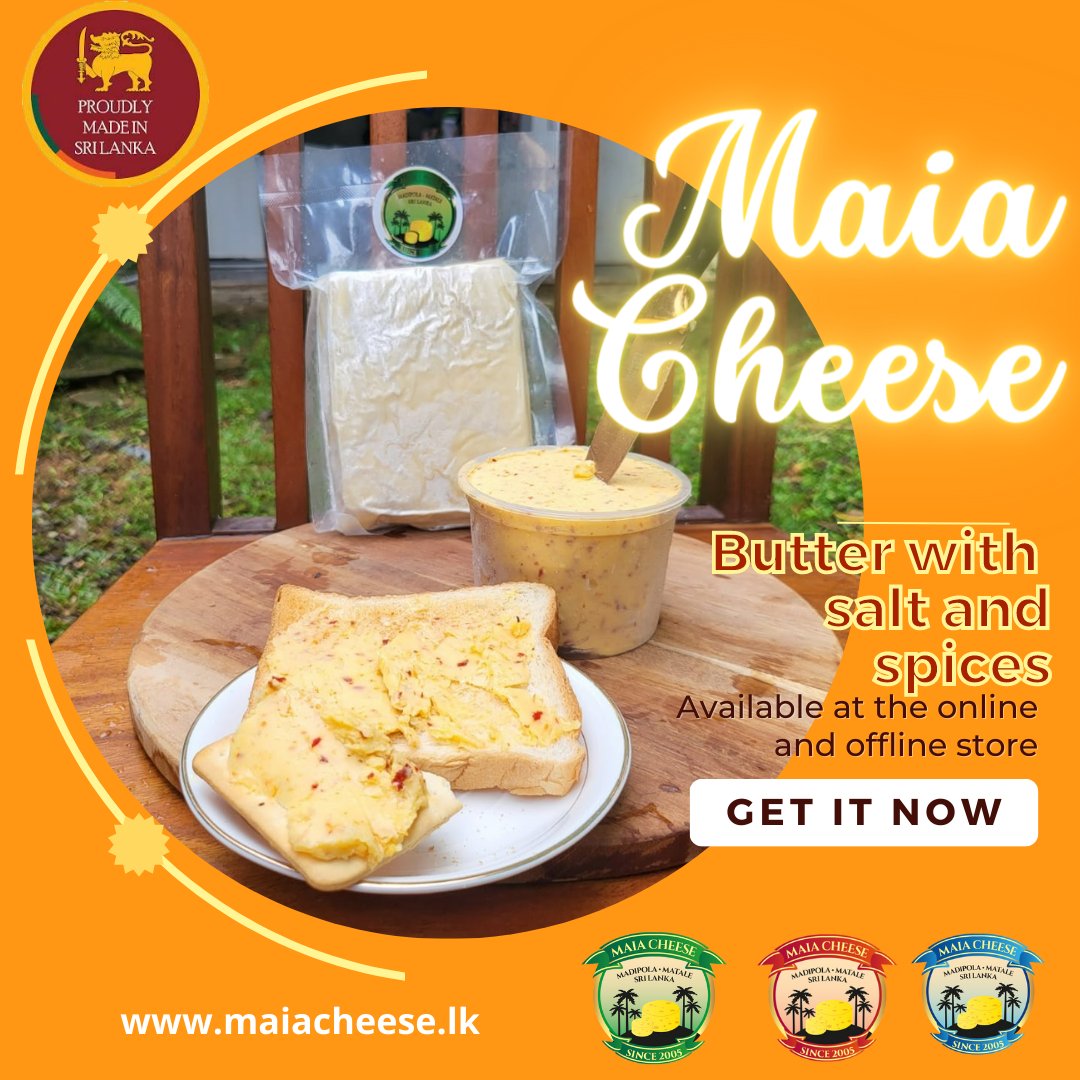 MaiaCheese's tweet photo. It's time to get your hands on Maia Cheese Special Butter.
This butter is made with salt and spices, and it's ready to be brought home.

What are you waiting for? Shop now!

#maiacheese #maia # srilanka #kandy #colombo #salt #spices #butter #healthy #healthyfood #cheeselover https://t.co/eQGVIMPIEi
