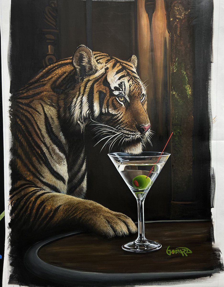 OfficialGodard's tweet image. I discovered AFTER painting this, there r NO Tigers in Africa, so I call it “The Tourist”