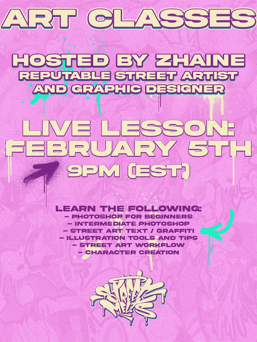 StreetMelt's tweet photo. VANDULS!

We are hosting our first live art class via discord!

February 5th, 9PM EST🔥

Via discord, exclusive to holders, recorded for those that can’t make the live sesh!

Tag your friends!

(Read comments)🫠 https://t.co/dCcqmBIJxi
