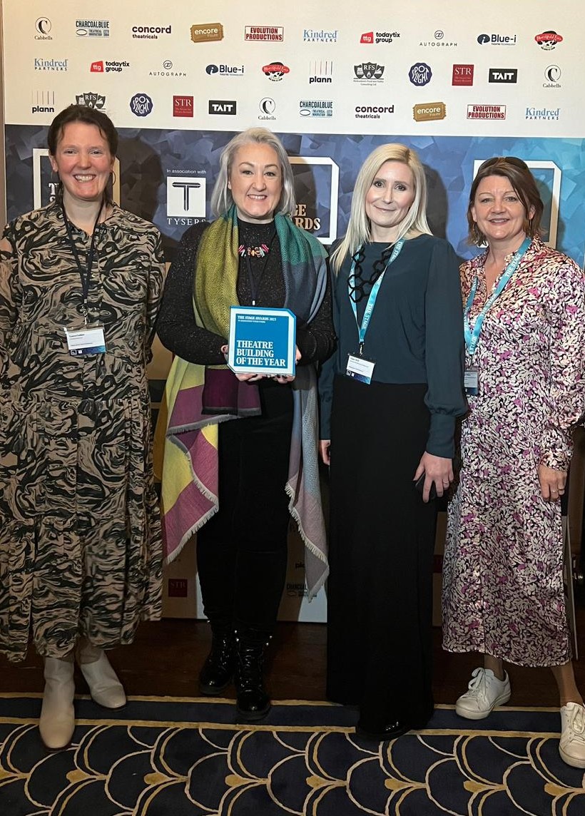 Collecting our Theatre Building of the Year award at #TheStageAwards 2023 🥳

Laura Collier, Melanie Lewis, Claire Will and Paula Williams at @TheStage Awards