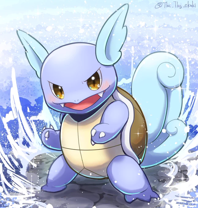 ポケモン図鑑No.1から全部描くチャレンジNo.8 カメール / Wartortle「かっこつけたい」#ポケモンイラスト #pokemonart 