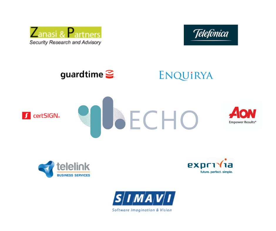 ECHO Cybersecurity (@echocybersec) on Twitter photo The professional work and partnership of ICT companies have been instrumental in developing the innovative #cybersecurity products of ECHO:
<a href="/Aon_plc/">Aon</a>
<a href="/Zanasi_and_P/">Zanasi & Partners</a>
<a href="/Exprivia_CY/">Exprivia CyberSecurity Observatory</a>
@Exprivia_Italy
<a href="/enquirya/">Enquirya Company</a>
<a href="/Telefonica/">Telefónica</a>
<a href="/simaviromania/">SIMAVI</a>
<a href="/Guardtime/">Guardtime</a>
<a href="/certSIGN_SA/">certSIGN</a>
Telelink BS The professional work and partnership of ICT companies have been instrumental in developing the innovative #cybersecurity products of ECHO:
<a href="/Aon_plc/">Aon</a>
<a href="/Zanasi_and_P/">Zanasi & Partners</a>
<a href="/Exprivia_CY/">Exprivia CyberSecurity Observatory</a>
@Exprivia_Italy
<a href="/enquirya/">Enquirya Company</a>
<a href="/Telefonica/">Telefónica</a>
<a href="/simaviromania/">SIMAVI</a>
<a href="/Guardtime/">Guardtime</a>
<a href="/certSIGN_SA/">certSIGN</a>
Telelink BS