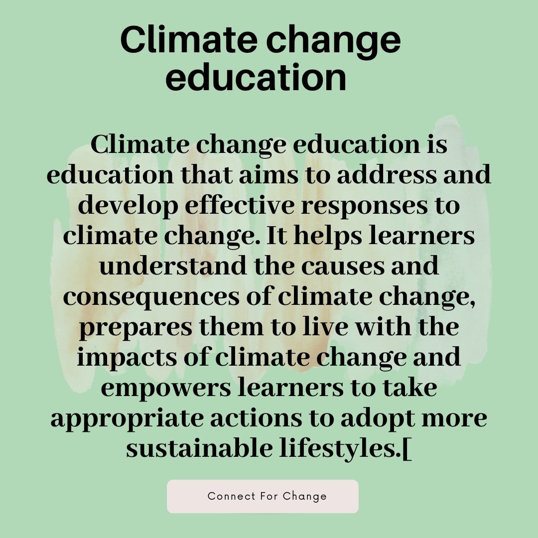 Climate change advocacy goes hand in hand with climate change education. We must teach people the causes and consequences of climate change to motivate them to take appropriate climate action.

#Connect4ClimateChange #climatechange #climateaction #climatechangeisreal
#actnow