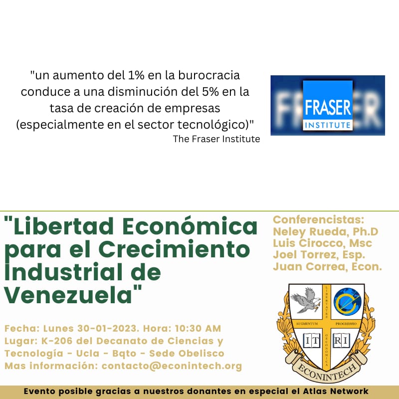 econintech's tweet photo. #Econintech #Conferencia #LibertadEconomica #LibreMercado #CrecimientoIndustrial #UCLA #Bqto #Vzla 
.
.
.
@AtlasNetwork @UCLADCyT @uclave @UCLAVen @laprensalara @ElDiariodeLara @elimpulsocom  @notipromar @ElNacionalWeb @ElUniversal @ElInformadorVE https://t.co/V5FLcH5h1d