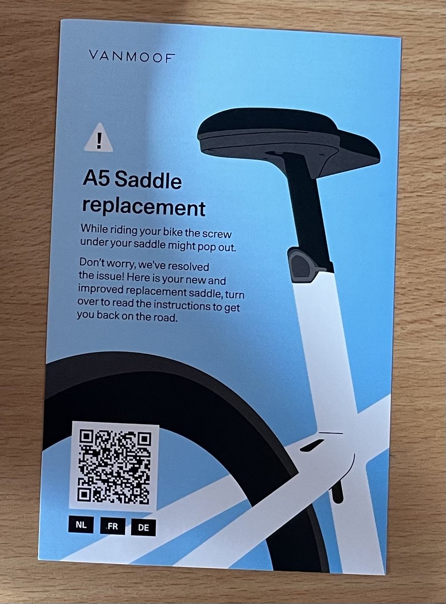 VanFooBar's tweet photo. Replacement Program for the VanMoof S5 and A5 Saddle. #ReplacementProgram https://t.co/DBgalVKmCN