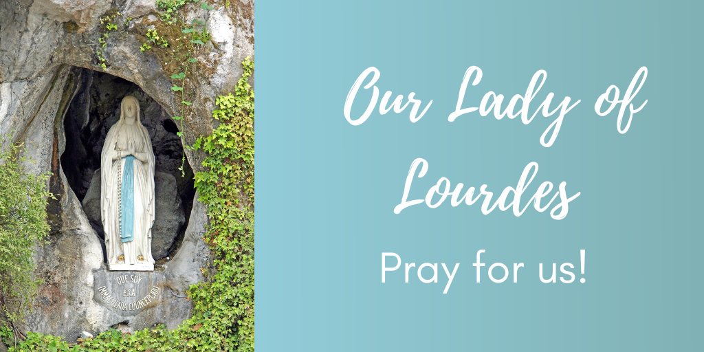 Our Lady of Lourdes appeared to St Bernadette as she collected firewood at a grotto in the town of Lourdes. Mary appeared to Bernadette giving her various tasks such as washing in a spring. Even today the spring is said to have healing properties.