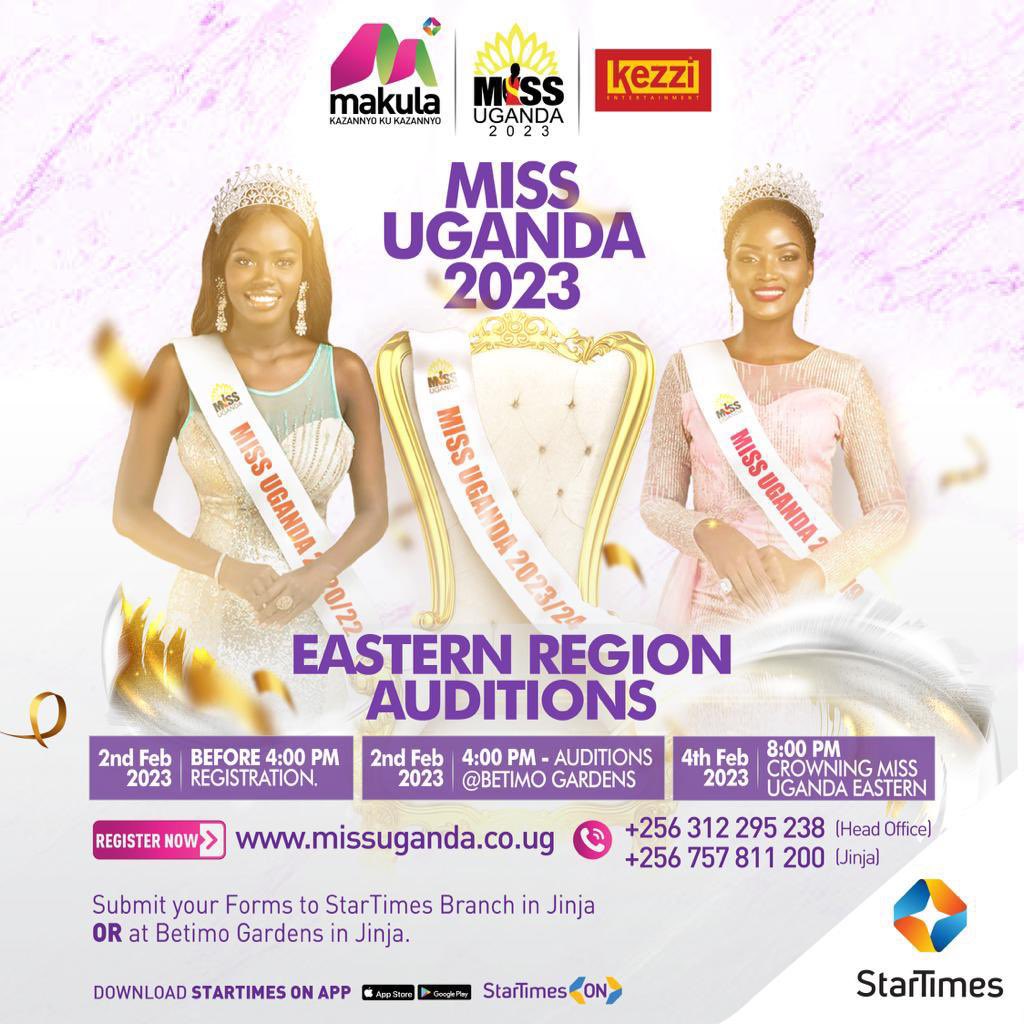 QueenCarlo11's tweet photo. Next stop for #MissUganda2023 is Eastern region are you ready don't miss registering yourself you might be among the lucky winners of the crown. For online registration visit https://t.co/tf6RSQJH87 . Let's take this crown home.
#BeautyBeyondLooks https://t.co/8ZDv0KfbVD