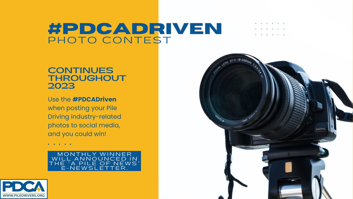 PDCAorg's tweet image. Only two days remain to show us how you stay #PDCADriven! But don&apos;t worry, a new photo contest will start February 1.

The winner of January&apos;s photo contest will be announced in the next edition of PDCA&apos;s e-newsletter, &quot;A Pile of News.&quot;

#DrivenPiles #TestedPiles