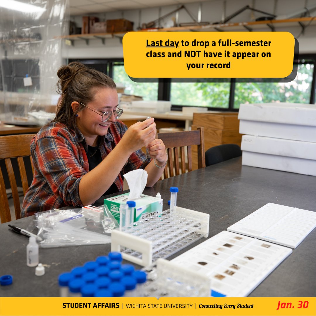 WichitaStateSA's tweet image. 🚨REMINDER: Today is the last day to drop a full-semester class and NOT have it appear on your record!