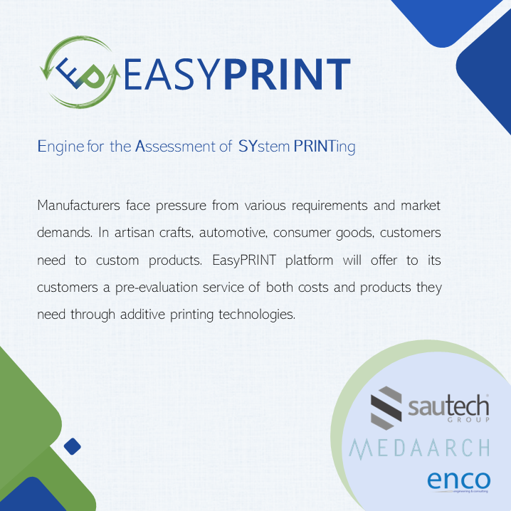 #EasyPRINT is a #platform where experts in #3Dprinting service, #manufactures and #consumers  meet to develop #customizedproducts . EasyPRINT contribute to a #circular #eu #manufacturing  #Ecosystem .