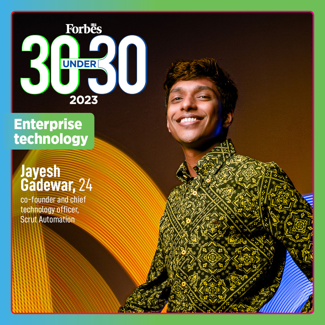ForbesIndia's tweet photo. #ForbesIndia30U30 | Jayesh Gadewar's @scrutsocial helps companies automate their GRC—Governance, Risk &amp; Compliance—needs. Founded in 2021, the company has raised $3.1 million in funding. He's a winner of the enterprise tech category for the Class of 2023: https://t.co/N5iYOf952I https://t.co/ONVY7BYrgw