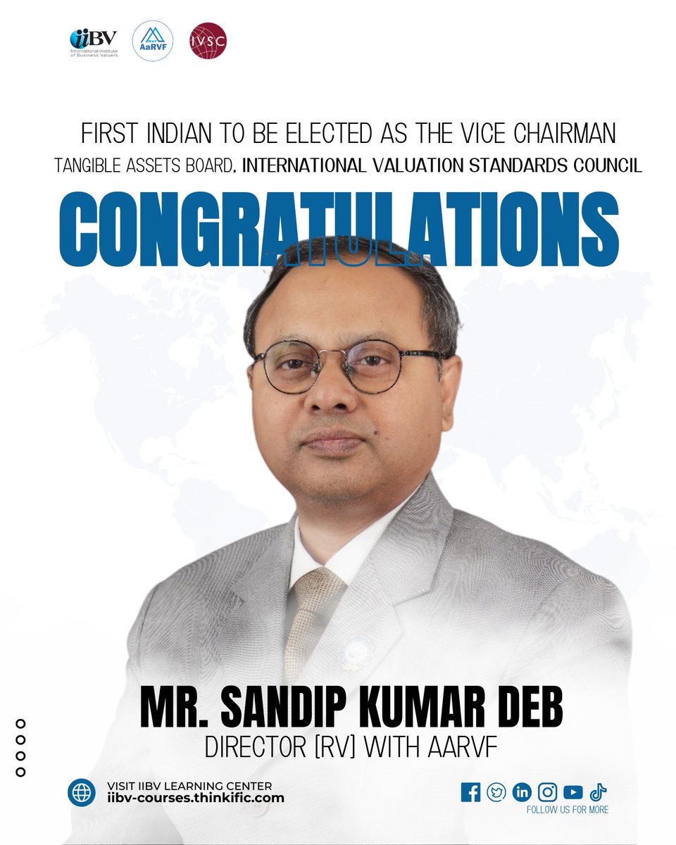 iiBVNews's tweet photo. Congratulations to Mr. Sandip Kumar Deb , now a proud member of @IVSCouncil Tangible Asset Board!
Your dedication and hard work have earned you this well-deserved recognition 👏.
@aarvf_rvo
#iibv #aarfvf #ivsc #tangible #assets #assetfinance #tangibleasset@@ https://t.co/sFY3stcoHC