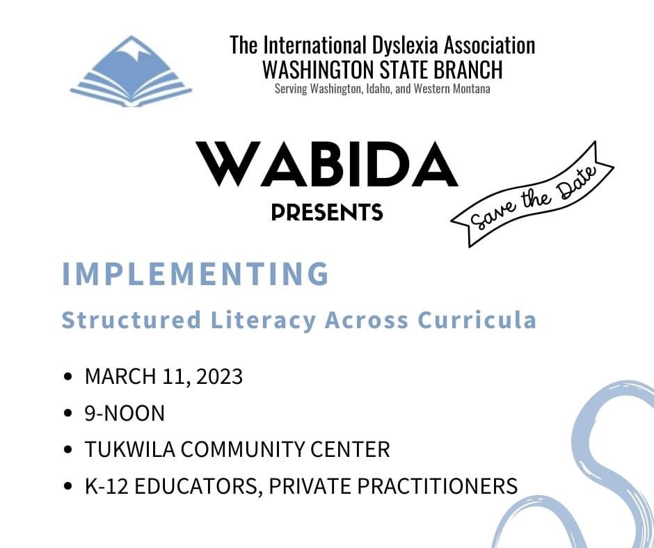 infowabidaorg1's tweet photo. K-12 educators and Private Practitioners -- are you ready for a 3 hour onsite session to grapple with implementing Structured Literacy across content areas and curricula? Save the date. More details to follow. @waOSPI https://t.co/bfRAmGygWY